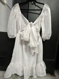 Street Style Store Trending White Dress Tie Up