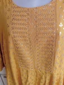 Elegant Yellow Ethnic Anarkali Kurta
