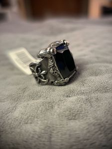 Mens Biker Black Gem Ring