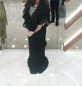 Elegant Ruffled Indo Western Top & Skirt
