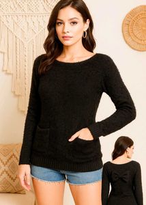 🎁Buy2 Get2 Free Pinterest Bow Fur Black Sweater (