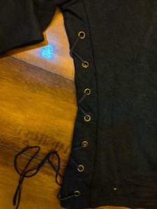 Black Lace-Up Hoodie