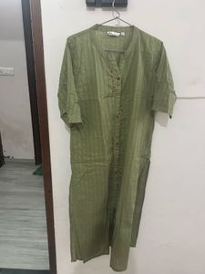 Olive Green Embroidered Kurti