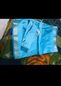 Sky blue silk saree