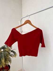 Ribbed Asymmetrical neck Crop Top ♥️