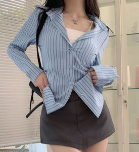 Striped Button-Down Waist Fitted Shirt.