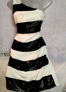 Striped One-Shoulder Sequin Bodycon Dress