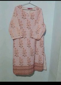 Floral Print Chikankari Tunic Dress