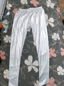 Silver Shining Colour Leggings For Girls