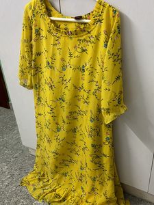 Yellow Floral Schiffon Dress