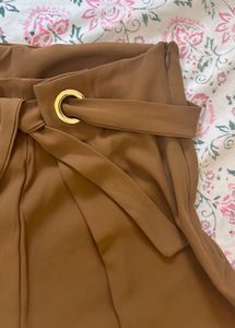 Wide Leg Tie Belt Trouser Pants