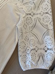 New White Lace Detail Top