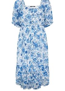 Yours limited collection Blue Floral Midi Dress