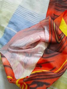 Red Patterned Scarf, face mask