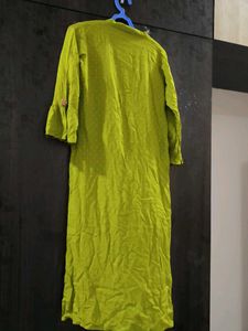 Dusky Green Kurti With Golden Detailing