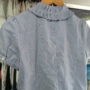 Striped Ruffle Placket Blouse