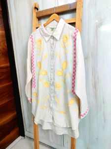 Embroidered Beige Shirt Size-54-Extra Large