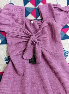 Lavender Tie-Front Mini Dress