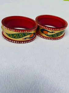 Red &amp; Gold Peacock Bangles
