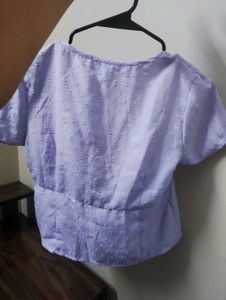 Cute Lavender Tie-Up Crop Top (S)