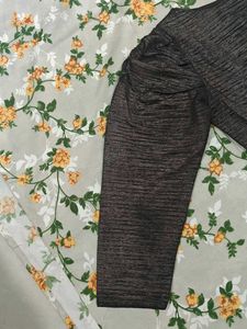 Bronze Metallic Ruched Sleeve Top