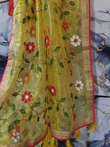 Brand New Embroidery Organza Saree For Kids