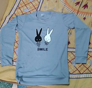 Gray Bunny Smile Long Sleeve