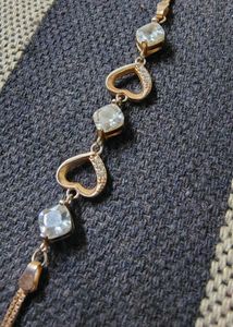 Heart & Crystal Rose Gold Plated Silver Bracelet