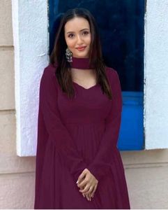 Burgundy Anarkali Dress