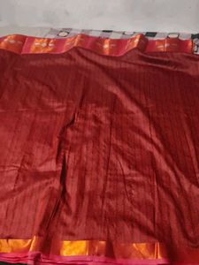 Maroon Striped Saree