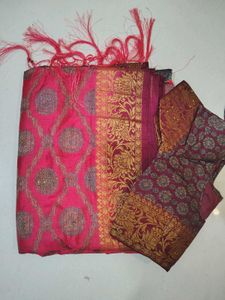 Elegant Pink Banarasi Saree