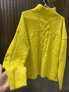 Yellow Knit Turtleneck Sweater