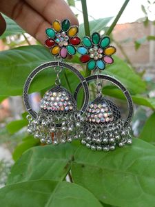 Colorful Flower Jhumka Earrings