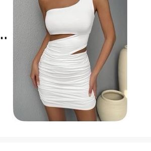 NEWME Chic White One-Shoulder Mini Dress