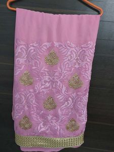 Elegant Pink Saree &amp; Blouse