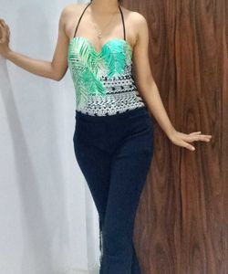 🥵👙 STYLISH Tropical Print Sexy Shiny Bodysuit ✨️