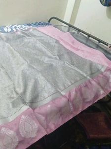 Elegant Pink &amp; Silver Saree