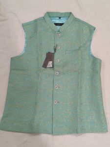 XXL - Embroidered Teal Nehru Jacket