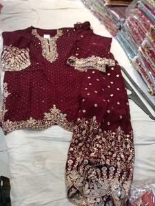 Maroon Embroidered Salwar Suit