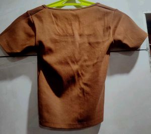 Brown Square Neck Top