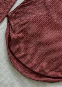 Rust Ribbed Long Sleeve Top