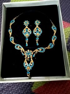 Elegant Blue &amp; Gold Jewelry Set