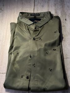 Olive Green Patterned Shirt
