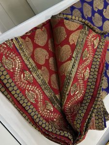Elegant Red &amp; Blue Saree