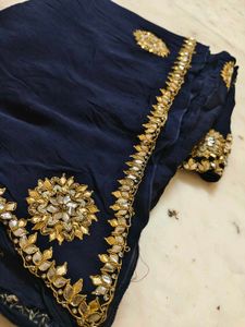 Pure Georgette Rolling Saree Gotta Patti Work