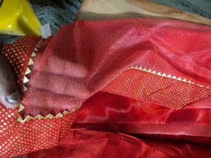 Red Net Saree