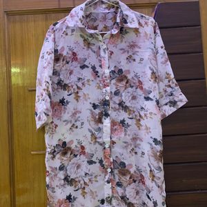 White Flower Print Shirt