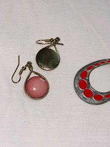 Pink Set Of Two Earrings