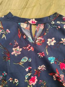 Floral Print Blue Top