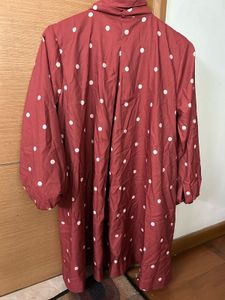 Polka Dot Tie Neck Maternity Dress